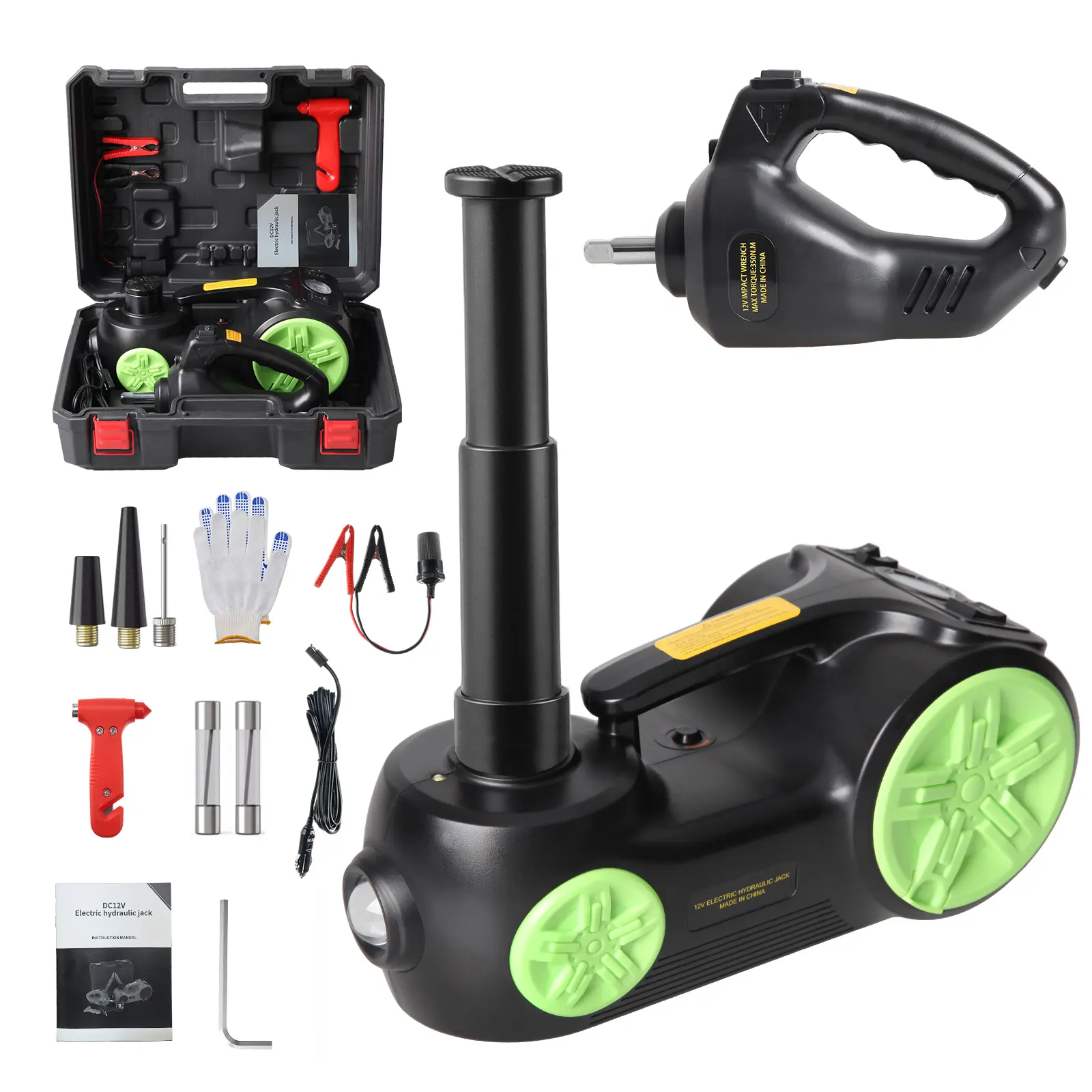 TANLOOK Home Portable Vehicle-Mounted Electric Jack, 5-Ton Hydraulic Car Jack with Built-In Air Pump and LED Light, Multi-Functional Tire-Changing Gear for SUVs and Off-Road Vehicles