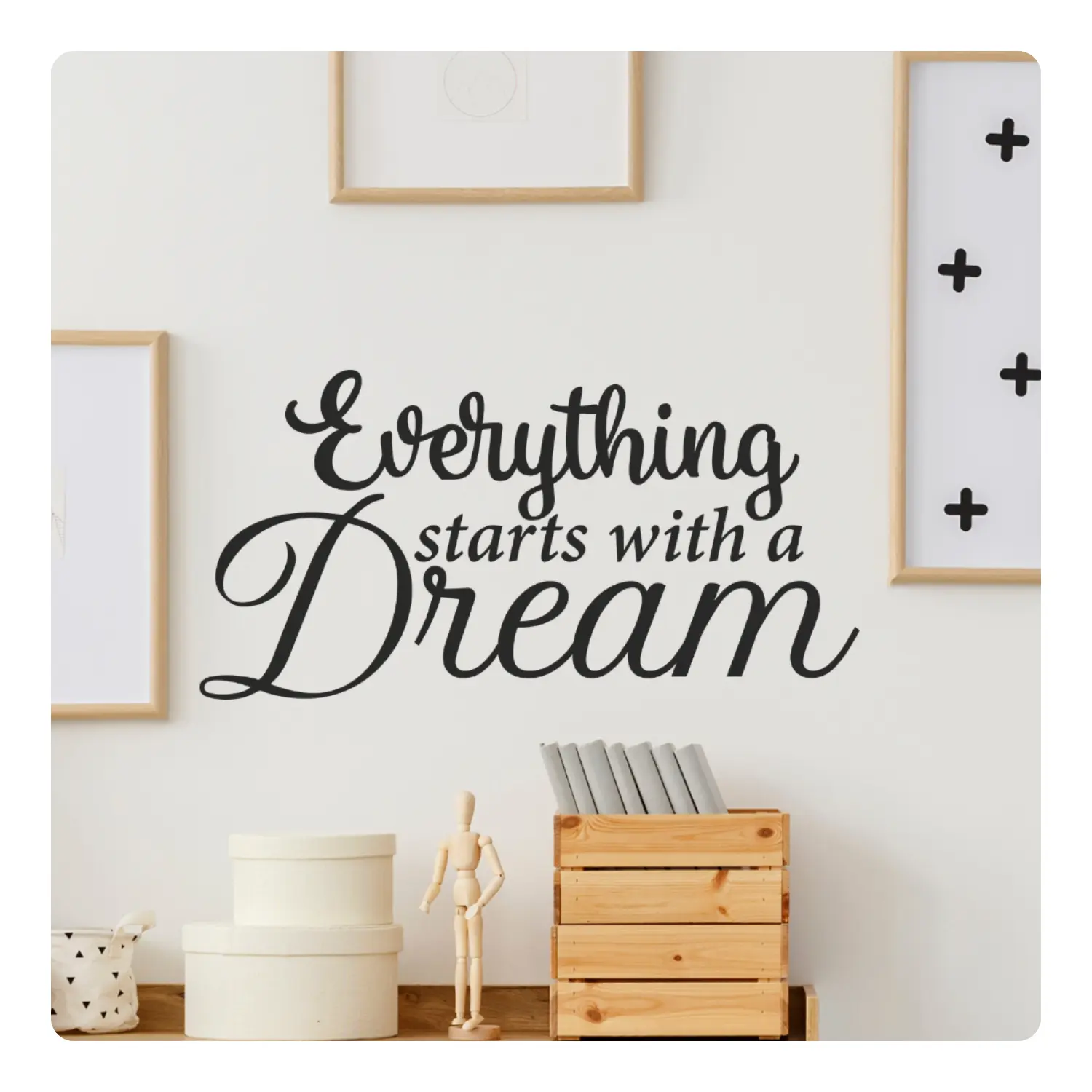 Everything Starts with a Dream - Inspirational Motivational Wall Decal Sticker Quote Art Decor Saying for Home Office Kids Room Classroom, Removable