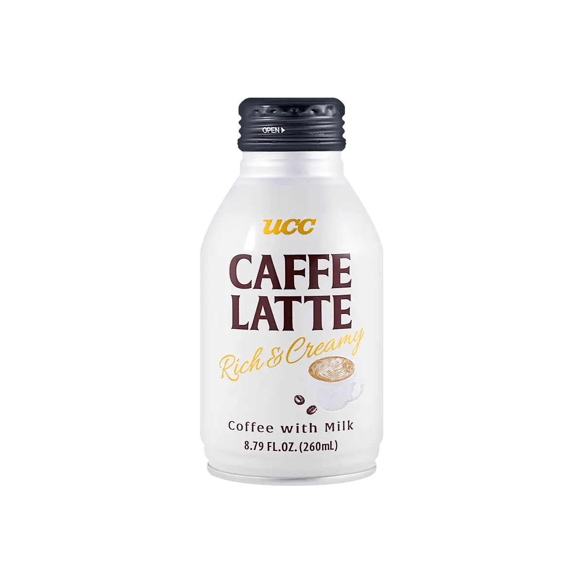 UCC Japan Iced Coffee Latte with Milk, Ready-to-Drink, 260ml Can - Smooth & Creamy Japanese Cafe Au Lait
