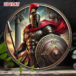 Aluminum Shield Wall Art Spartan Warrior Decor Ancient Greek Mythology Metal Plaque Home Decor Gift For Men Round Aluminum Sign