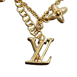 Pre-owned Louis Vuitton Brass Small Leather Goods Braclet LV Floragram Bracelet