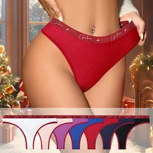 HOTCOM Women's Thongs 7PCS Vibrant Christmas Gift Fun Holiday Underwear Collection in Eye-Catching Colors Perfect for Festive Occasions