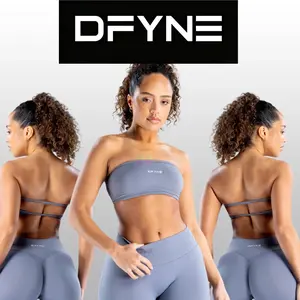 DFYNE Impact Seamless Set – Backless Bandeau Sports Bra, High-Waisted Shorts & Leggings for Gym & Everyday Style Workout Running Clothes
