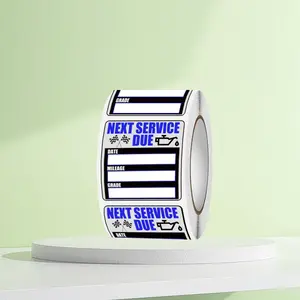 Car Oil Change Reminder Stickers Roll, 200pcs Blue Service Due Labels, Easy Peel off No Residue, 2x2 Inch / 5x5 Cm, Automotive Maintenance Tags