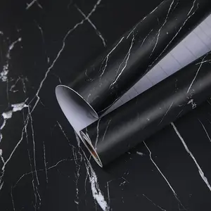 practicalWs 11.8"×78.7" Black Marble Contact Paper Matte Peel and Stick Kitchen Countertops Paper Black and White Self Adhesive Removable Waterproof Wallpaper for Cabinet Covers