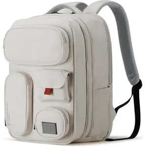 Large Capacity Expandable Travel Backpack for Women & Men 15.6'' Laptop Carry  Weekender Bag Outdoor Hiking with Multifunction Pockets 180? Open Water Resistant 18 Inch 28L, Moonlight White