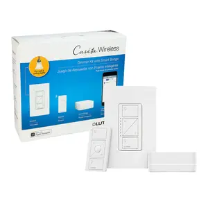 Lutron P-BDGPRO-PKG1W Caseta Wireless PRO Dimmer Starter Kit - Smart Bridge PRO, In-Wall Dimmer, Pico Remote, Claro Wallplate