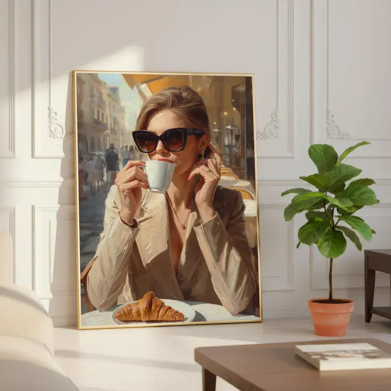 (unframed) Poster Paris Cafe Wall Art, Coffee Lover Gift, Fashion Girl , Aesthetic Kitchen Decor, Trendy Coffee Shop Print, Chic Cafe Wall Decoration sohochic