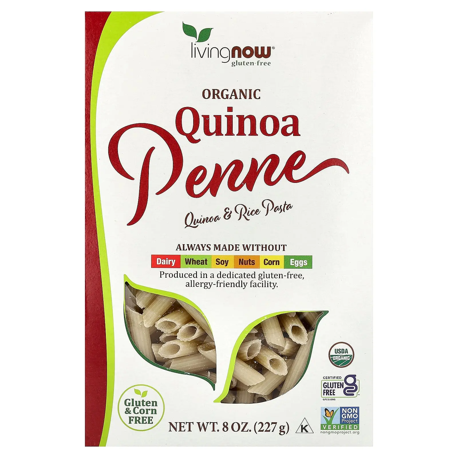 NOW Foods Living Now®, Organic Quinoa Penne, 8 oz (227 g)