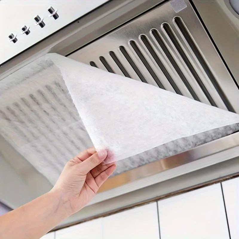 Range Hood Replacement Filter Paper, 12pcs Oil-proof Sticker, High Temperature Resistant Oil-absorbing Filter Mesh, Self-adhesive Wash-free Kitchen Accessories