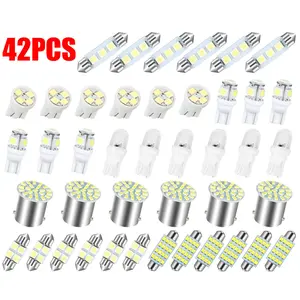 42PCS 6500K Car Interior LED Light Bulbs Kit, White, Map/Dome/Door/Trunk/License Plate Lights, Compatible with Most Vehicles (USA)