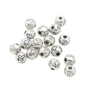 Crucifix Round Beads 5mm Unfinished 100pcs/set Catholic Christian Bead Decor for DIY Handmade Religious Jewelry Necklace Bracelet Making