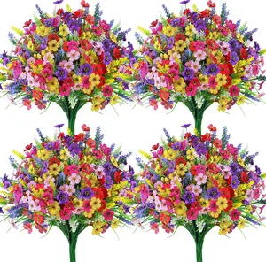 Der Rose 24 Bundles Artificial Flowers for Outdoor Fake Spring Flowers Plants UV Resistant for Home Garden Porch Window Wedding Decor