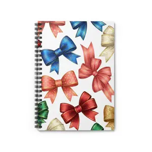 Bow Pattern Spiral Notebook — Festive Gift-Wrap Bows Ruled Journal