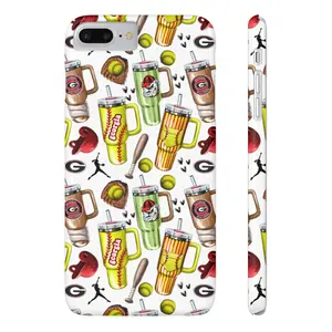 GA Bulldogs themed softball Slim Phone Cases