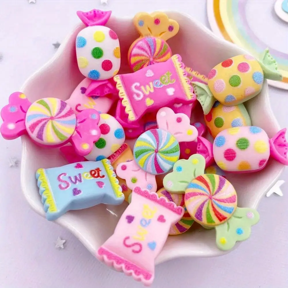 Candy Shaped Resin Cabochon, Mini Cute Candy Flat Back Cabochon, Miniatures Figurines, DIY Jewelry Making Accessories, Scrapbook Accessory for Scrapbooking Crafts