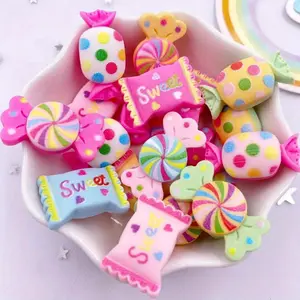 Candy Shaped Resin Cabochon, Mini Cute Candy Flat Back Cabochon, Miniatures Figurines, DIY Jewelry Making Accessories for Scrapbooking Crafts