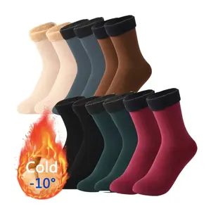 10pcs/5 Pairs Unisex Autumn Winter Socks for Women Thickened Fleece Lined Cold-Proof Warm Self-Heating Snow Socks Floor Socks Mid-Calf Socks(DEAL)