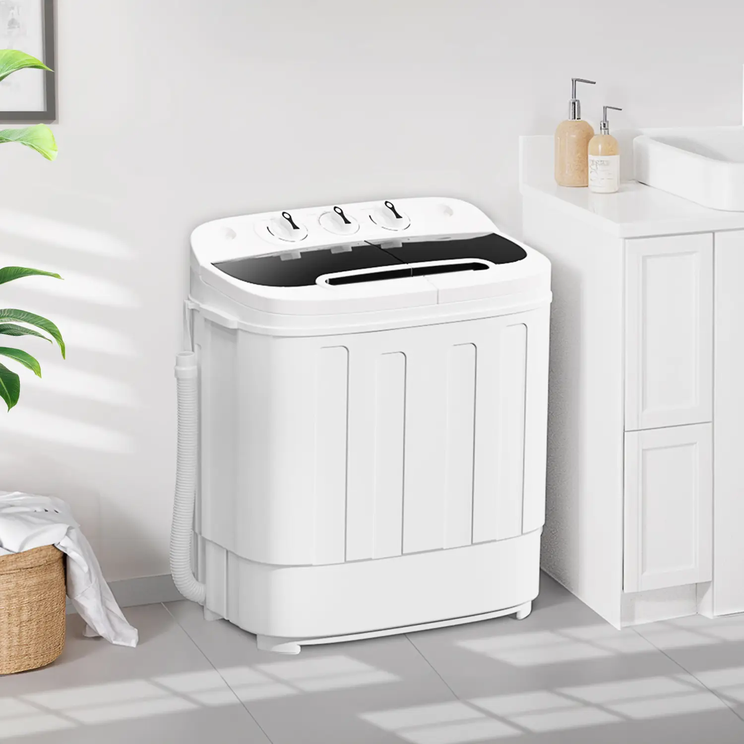 Segawe Mini Twin Tub Portable Washing Machine – Compact Washer and Spin Dryer with 13 lbs Capacity