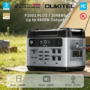 OUKITEL 2048Wh Portable Power Station 2400W Output 4800W Surge 2048Wh Capacity 10+ Years Durability 3500+ Cycles 400W Foldable Solar Panel 13 Output Ports USB-C PD Home Backup Emergency Power