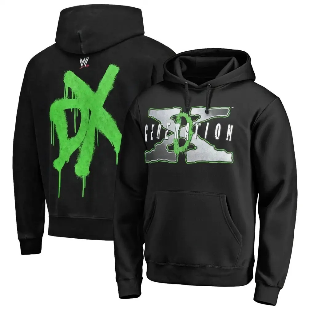 D-Generation X Drip Graphic Hoodie for Men, Black Wrestling Inspired Hooded Shirt, Retro 90s Attitude Era Style, Casual Streetwear for Wrestling Fans