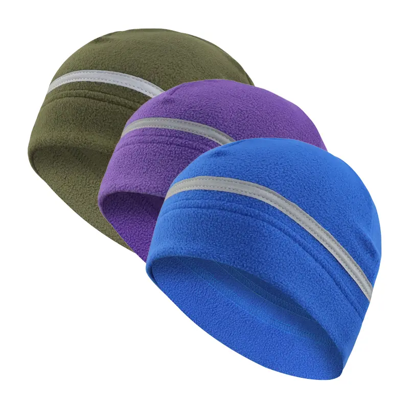 3-Pack Fleece Winter Outdoor Cycling Caps - Warm, Reflective Sports Hats for Safe Night Running, Riding