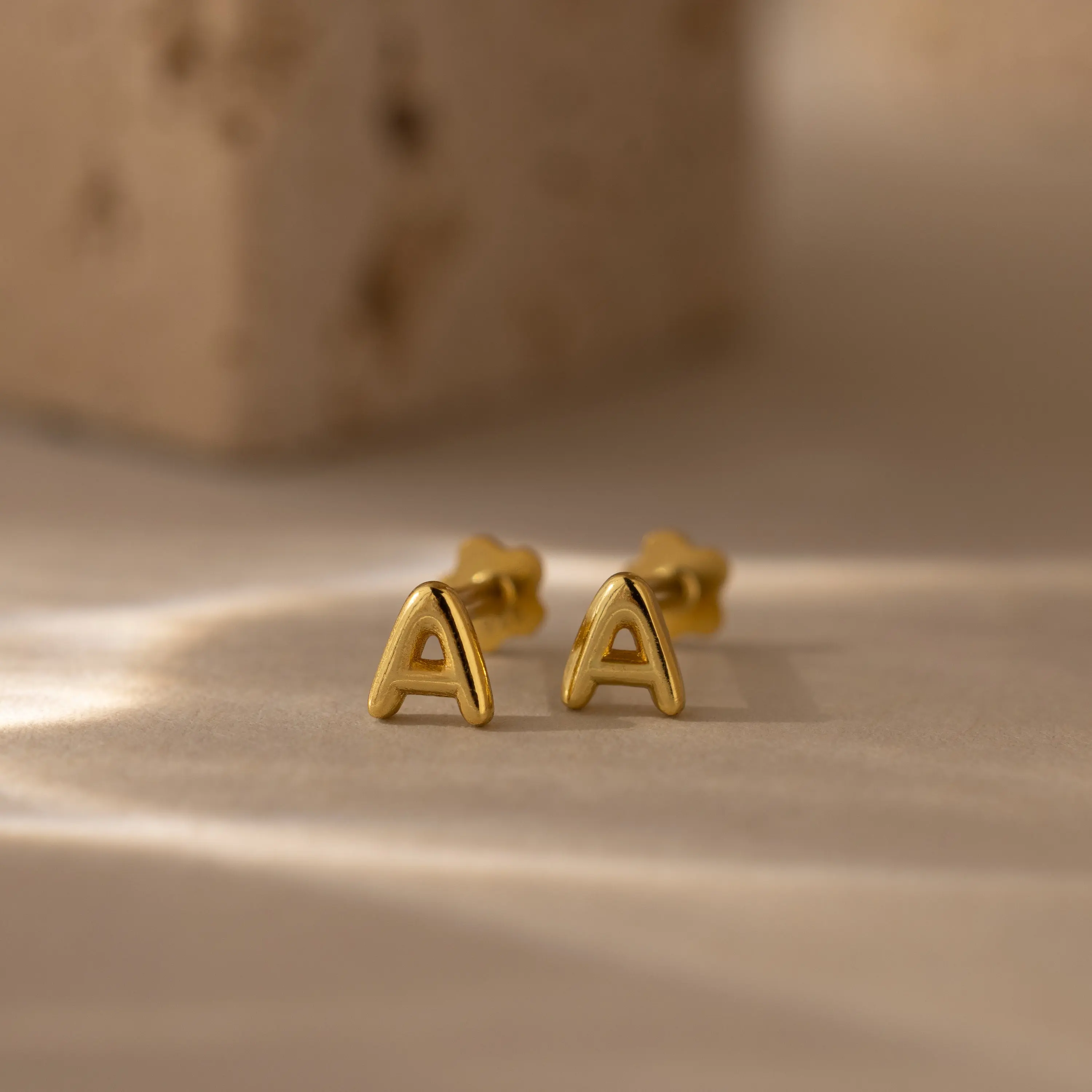 Bubble Initial Flatback Studs by Caitlyn Minimalist - Dainty 3D Letter Flat Back Stud Earrings - Initial Jewelry - Gift for Daughter