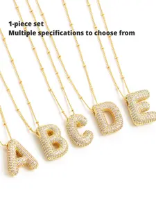 Fashion Bubble Letter Design Pendant for Women & Girls, Fashion Jewelry for Party, Daily Clothing Decor, Trendy All-match & Exquisite Jewelry for Birthday Gift, Initial Letter Necklace