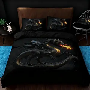 3-Piece Dragon Blanket Set (1 Blanket + 2 Pillowcases), Cool Boys' Room Decor, High-Definition Print, Perfect Gift Choice