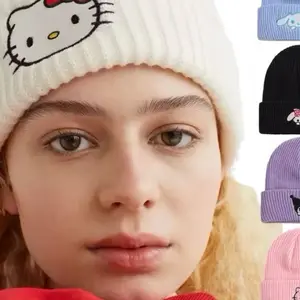 Sanrio Cold Weather Beanie - White, Soft Fabric, Ideal for Cold Weather, Comfortable Fit, Versatile Use