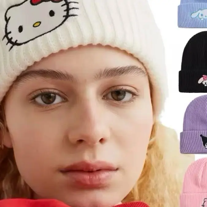 Sanrio Cold Weather Beanie - White, Soft Fabric, Ideal for Cold Weather, Comfortable Fit, Versatile Use