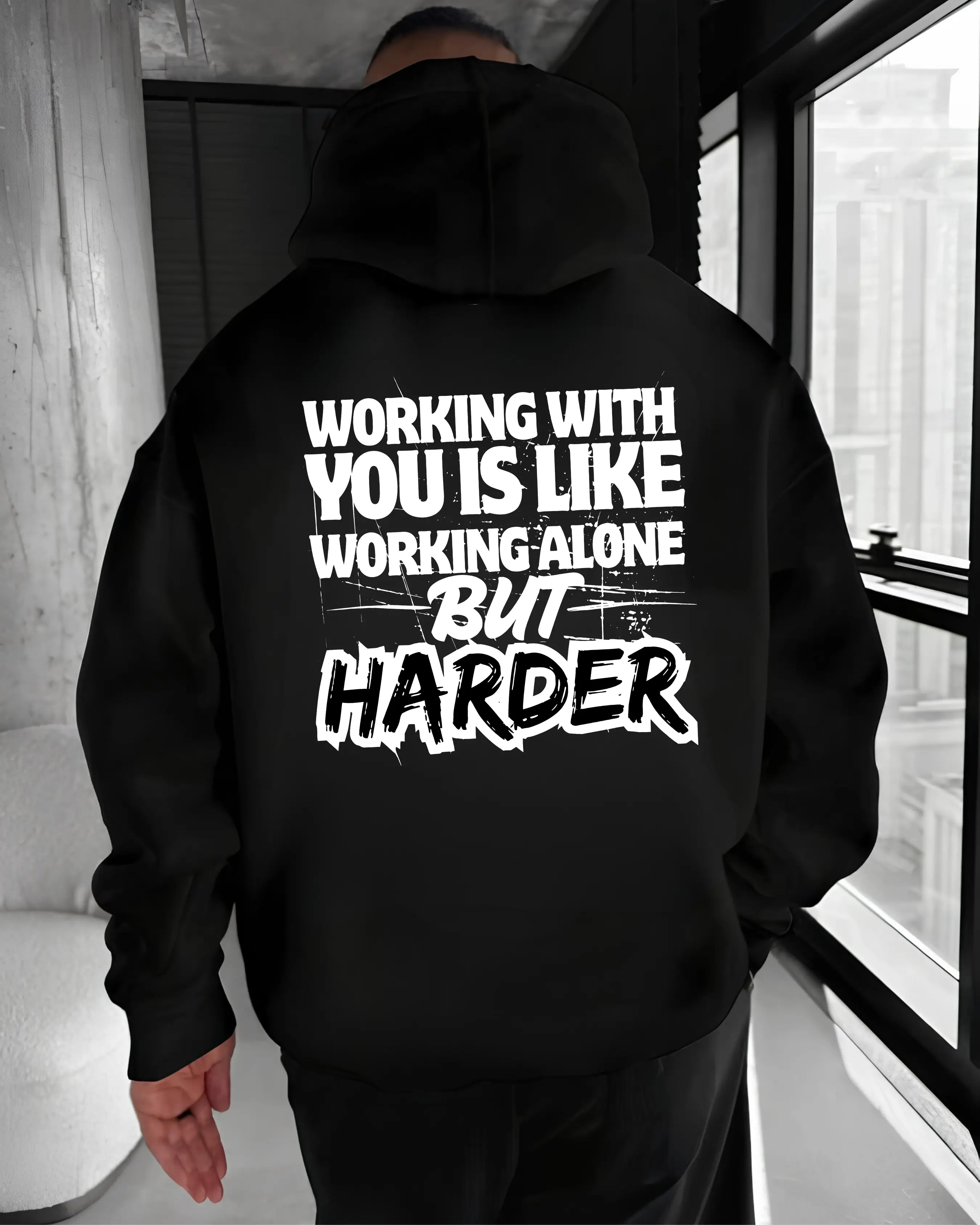 Working With You Is Like Working Alone But Harder Hoodie – Funny Workplace Humor T Shirt, Blue Collar Gen X Sweatshirt