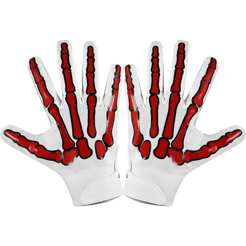 Adult Men's American Football Gloves - 1 Pair Synthetic Wide Receiver Gloves for Football, Anti-Slip Silicone Grip Palms, Durable Advanced Stitching, Breathable Materials, Built-in Finger Protection, Adults