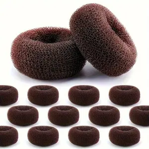 6pcs Hair Donut Bun Maker - Elastic Medium Hair Bobby Pins for Quick Voluminous Buns, Secure Hold Hair Rings for Women & Men with Normal Hair, Versatile Styling for Casual & Formal Events, Textured Surface | Soft Texture, Hair Accessories