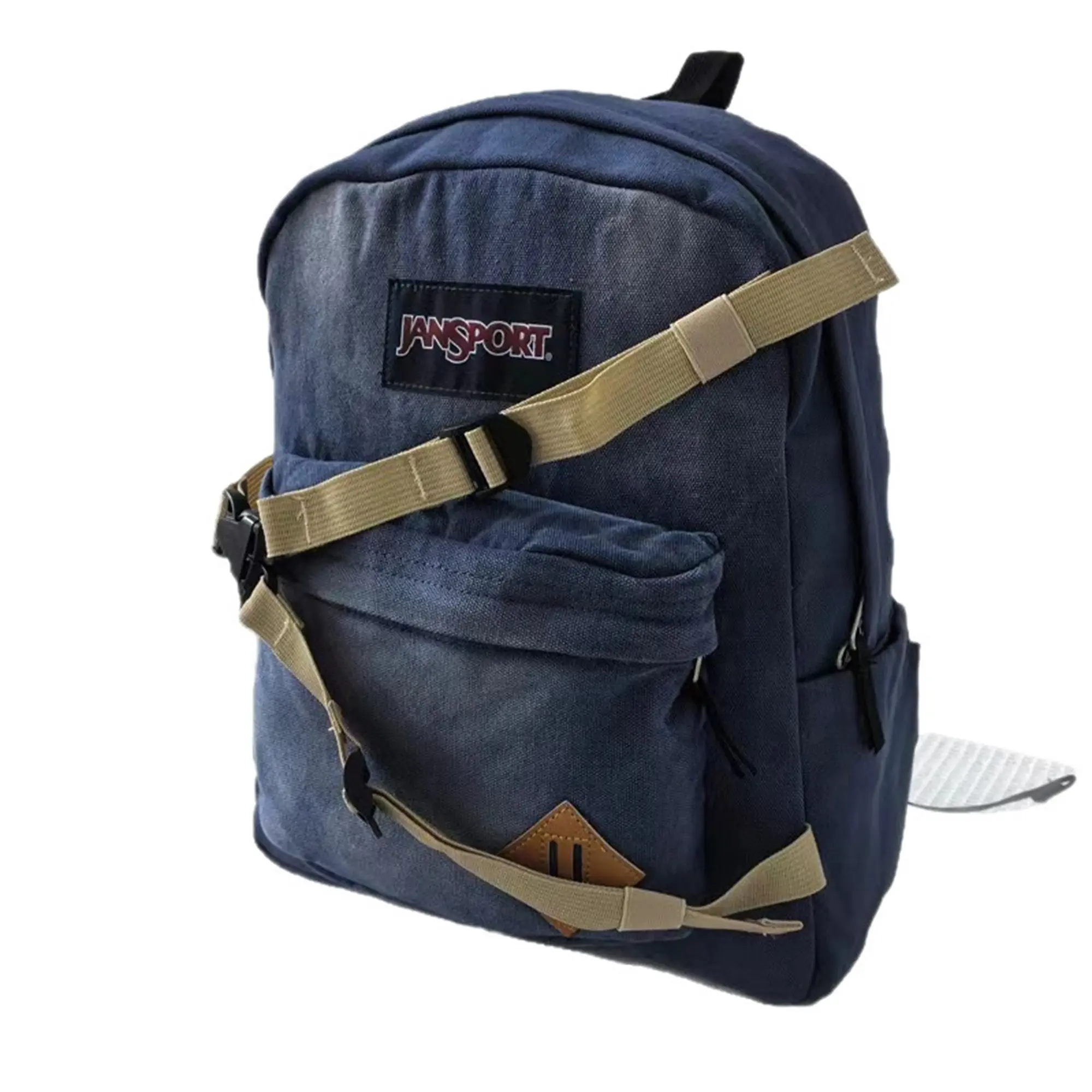 JanSport Casual Sport Backpack - Retro Street Vintage Washed Denim Durable Canvas, Adjustable Cross-Straps, Front Pocket, Side Water Bottle Slot, 32×21×42cm for College Daily Commute, Casual Sport Backpacks