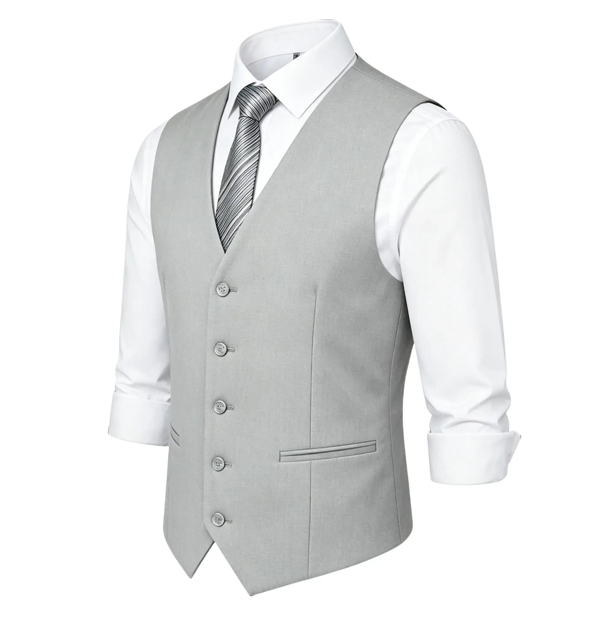Men’s Plain Sleeveless Suit Vest - Classic Menswear Waistcoat for Business, Leisure Outfits, Matching Shirts, Jackets, Formal Wear (Beige)