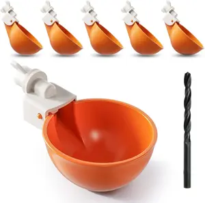 Chicken Waterer Cups, 6 Pack Automatic Chickens Water Cups for Poultry Orange