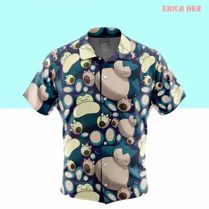 Snorlax Pokemon Button Up Hawaiian Shirt
