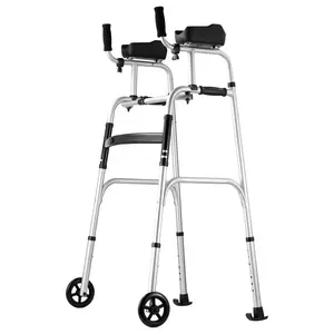 450lbs Multi functional 2 in 1 folding walking cart with detachable armrest pad, 5-inch solid wheels smooth and easy to push, height adjustable flexibly, easy to operate, convenient to transport, suitable for various scenarios and people of all kinds