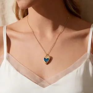 14K Gold Heart Necklace, Crystal Birthstone Necklace, Simple Cubic Zirconia Pendant Necklace for Women Jewelry Gifts, Necklace Cute Dainty Jewelry, Romantic Jewelry for Weddings, Bridesmaids, and Formal Events