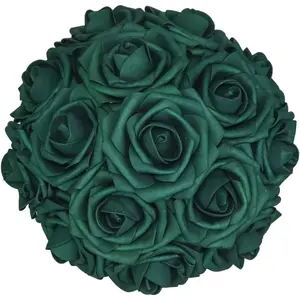 25pcs Dark Green Foam Rose Flowers with a Realistic Feel, Perfect for Wedding Bouquets, Bridesmaid Arrangements, Party Centerpieces Holiday Floral Decor