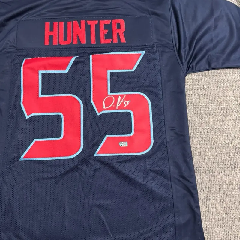 Danielle Hunter signed autograph custom jersey- Metabilia coa - Houston football team