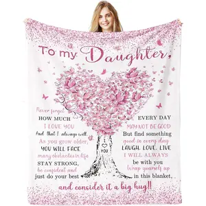 Daughter, Daughter Gifts from Mom, Birthday Gift for Daughters Blanket 60"x 50", Best Daughters Graduation Wedding Gift