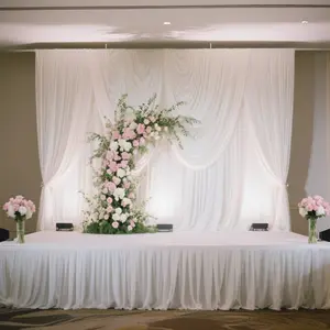 Portable Stage Skirting Polyester Shirred Pleat Stage Cover for Wedding Platform White - 24"x20ft