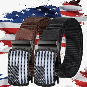 Men's Nylon Adjustable Belt 2, Automatic Adjustable Sliding Belt Golf Ratchet Nylon Waistband, Business Work Jeans Belt