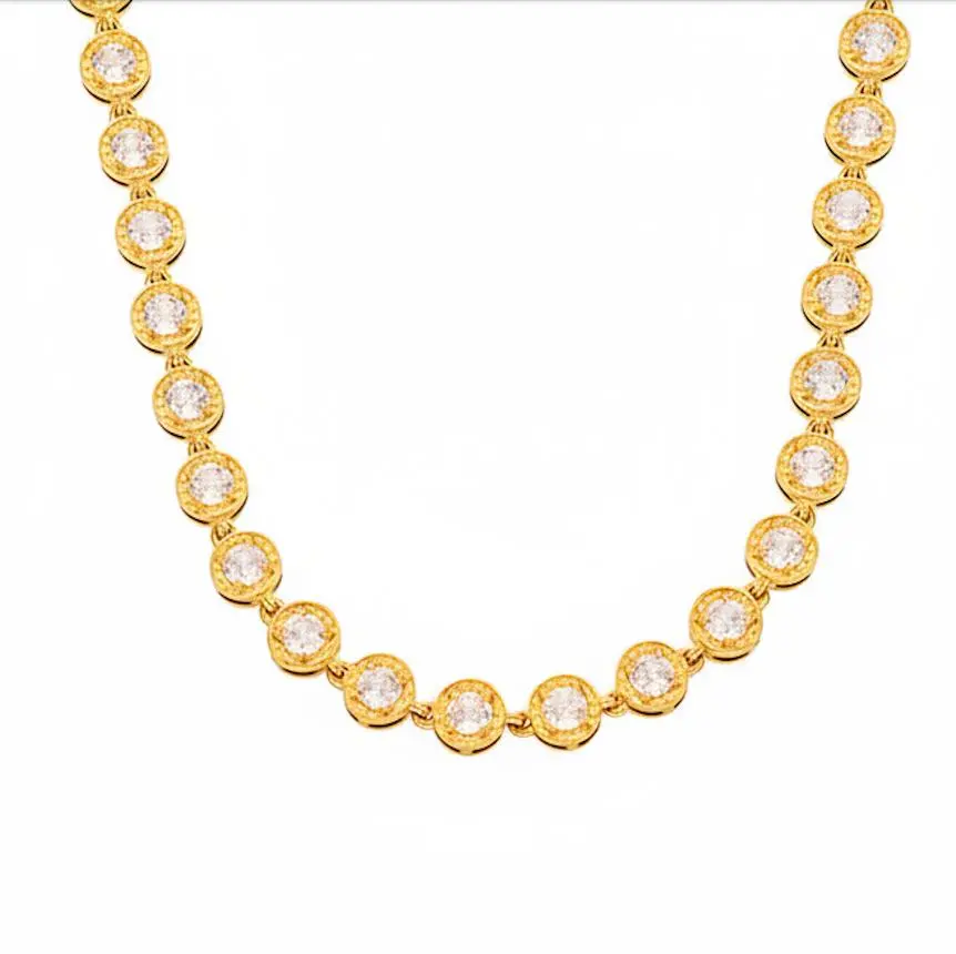 Female Adults' Tennis Necklace - Lightweight Luxury CZ Bezel Set Platinum-K Gold Necklace, Timeless Sparkle, Versatile Comfortable Daily Jewelry