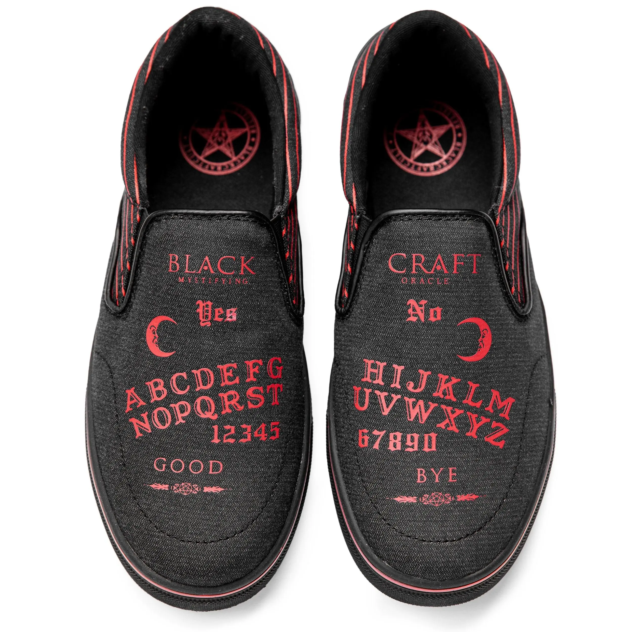 Blackcraft Cult Men's Ouija Red Slip-On Casual Trainers, Men's Casual Shoes, Comfortable Everyday Footwear, Rubber
