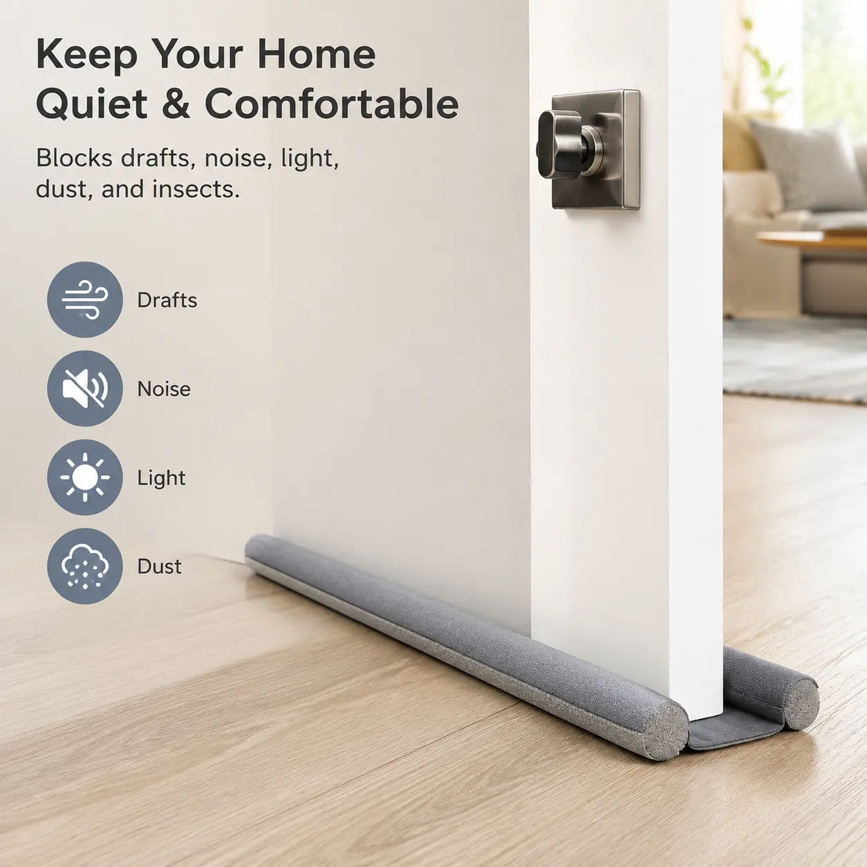 1 Count Door Bottom Seal Strip, Foam Under Door Draught Stopper Cuttable for Household Indoor Door Gap Blocking Use