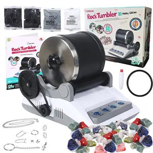 Rock Tumbler Kit, Rock Polisher Tumbler for Adults,includes 2 Belts, Bag of Rough Stones,4 Stages of Polishing Grits: Coarse, Fine, Polishing, Final Polishing