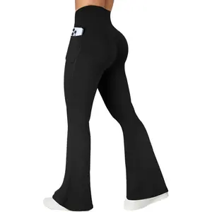 Sports & Outdoors Sports & Outdoors COPYLEAF Flare Leggings with Pockets for Women Seamless Crossover Yoga Pants with Tummy Control Bootcut Work Pants Trendy